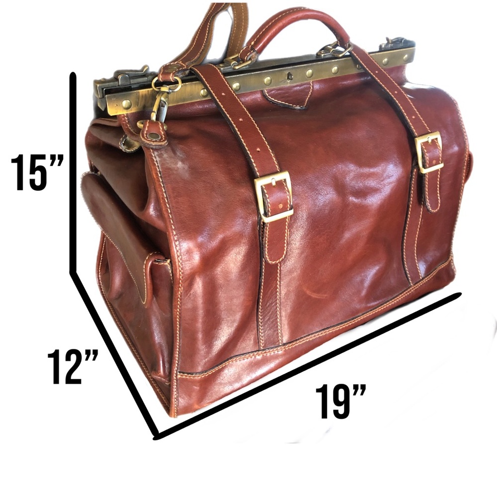 Vtg XL Leather Doctors Duffel Bag  🎩👑 - Picture 16 of 16